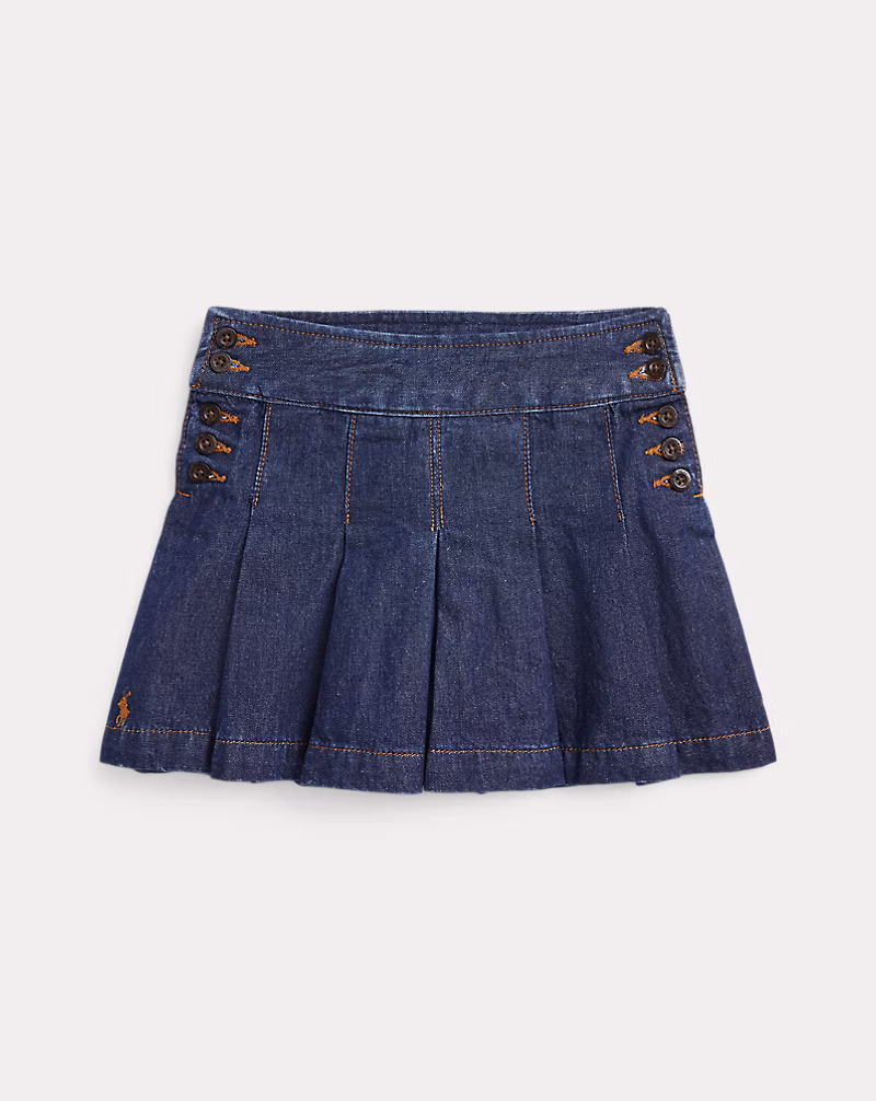 Pleated Denim Skirt